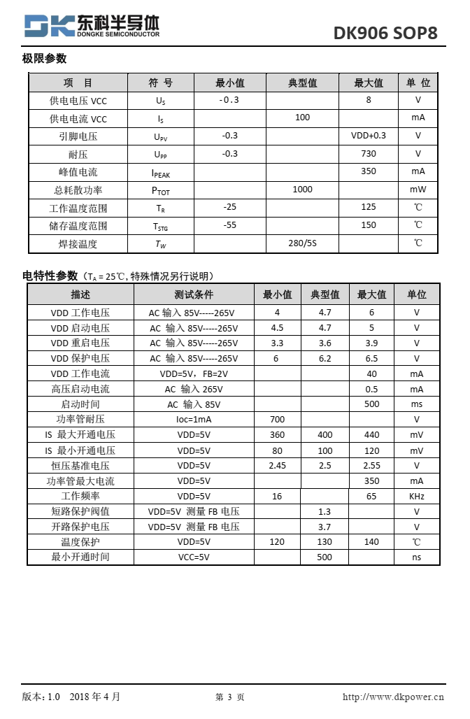 DK906 是一款原边反激式 AC-DC 开关电源控制芯片