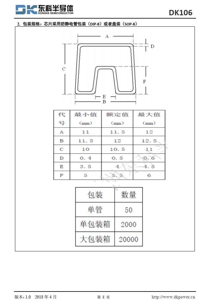 DK106 是次级反馈反激式 AC-DC 离线式开关电源控制芯片