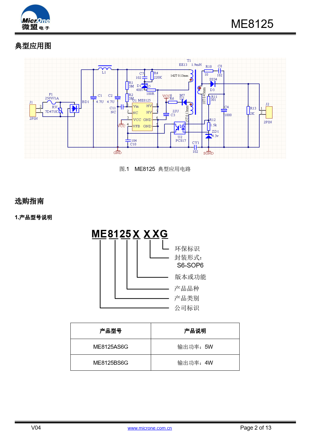 ME8125高性能电流模式PWM控制器，专为高性价比AC/DC 转换器设计