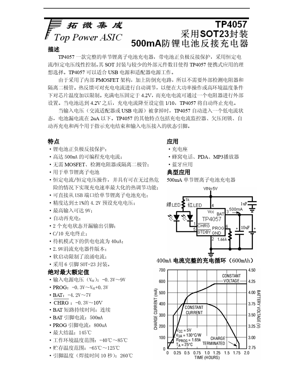 原装正品TP4057封装SOT23-6品牌南京拓品微