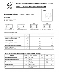 全新正品BAS40-05封装SOT23-3品牌长电