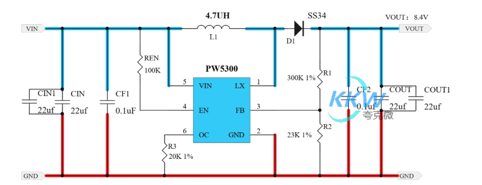 3V-5V 升压 8.4V0.5A 电路板， PW5300  71号