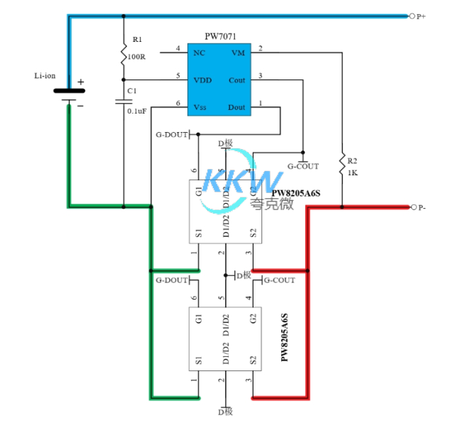 单节 4.35V/4.4V 锂电池保护方案板， 4A 过流， 79号