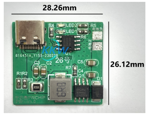 USB C 口 5V 输入,两节串联锂电池充电管理板 8.4V 1A， 26号