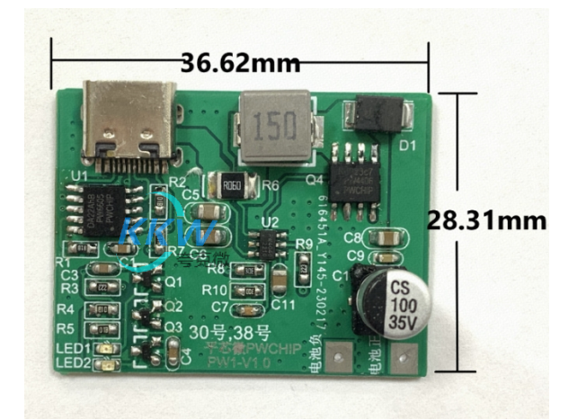 支持 PD/QC 快充协议高压 5V-9V2A 给三节串联 12.6V 锂电池充电板  30号