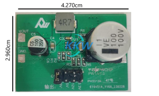 PW2312A 的降压电路板主要用于将高电压转换为低电压，降压 12V、 9V、 5V 或 3.3V 47号