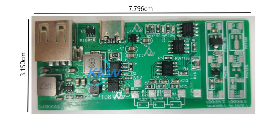 三节串联锂电池充放电板，该电路板有一个 5V2.4A 的 USB 输出端口（ USB2） 108号